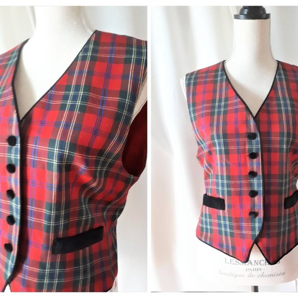 Vintage 1990s Talbots Wool Plaid Vest Size 8 to 10